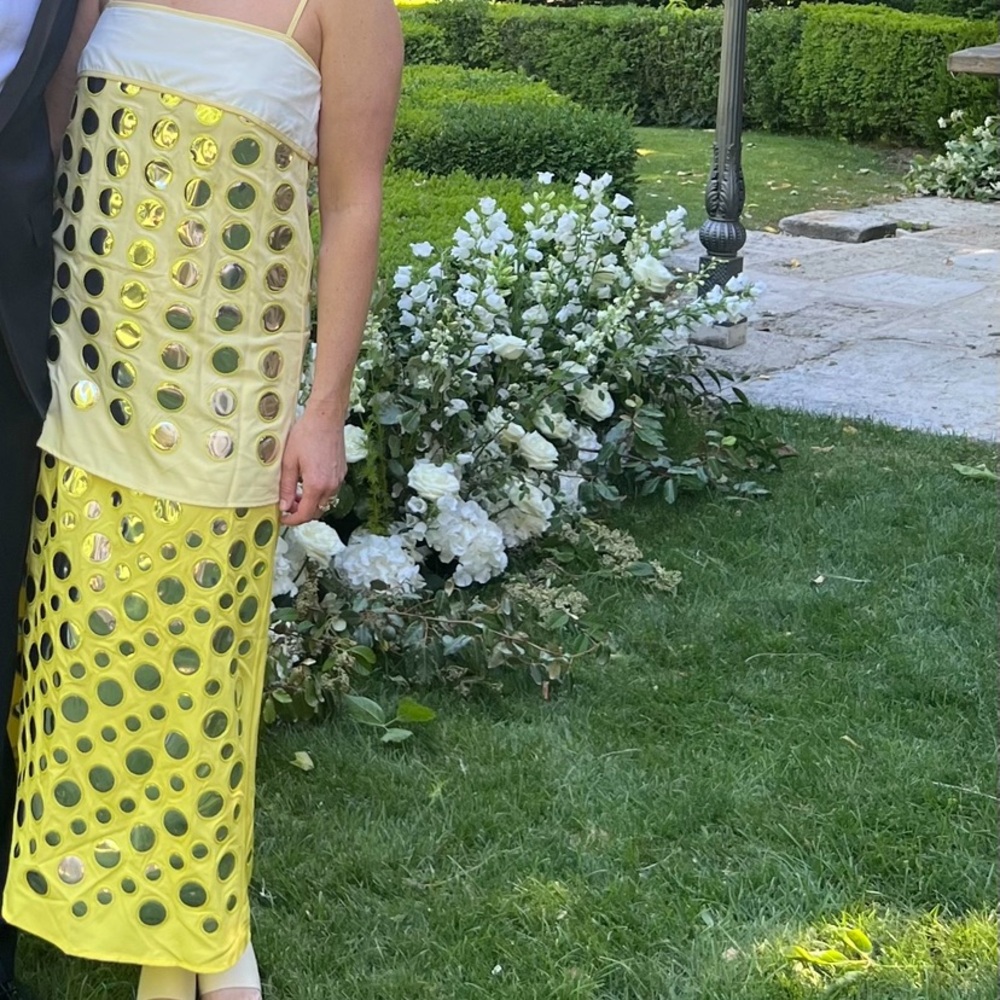 Yellow Dress with Circular Cutouts